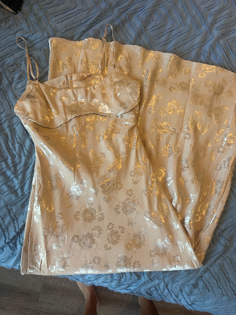 Satin Floral Slip Dress in Champagne Never worn